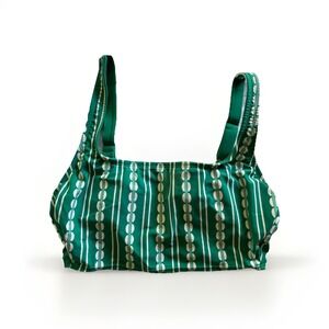 Kona Sol Womens Green & White Global Print Longline‎ Bikini Top Sz M